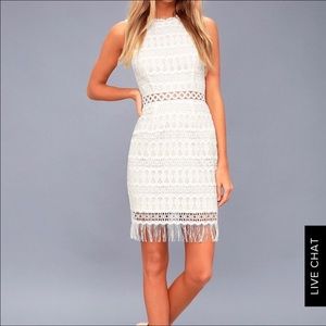 Lulu’s Kenna White Crochet Lace Sleeveless Bodycon